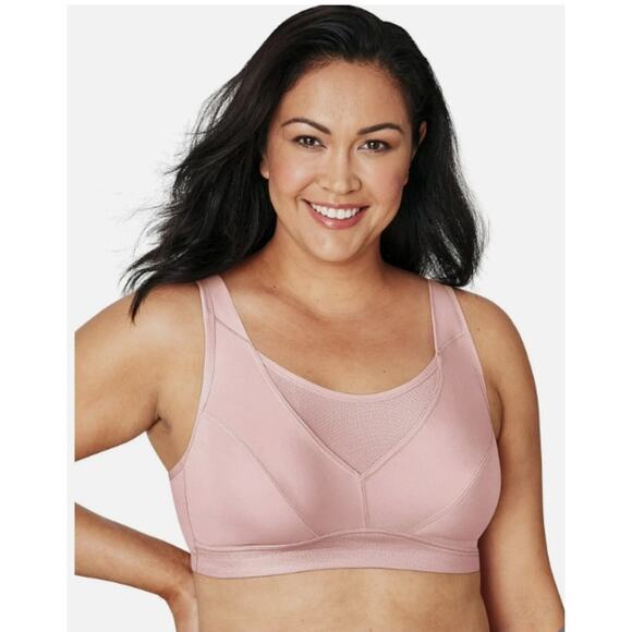Playtex NWT Size 48D Pink Bounce Control Wicking Mesh Neckline Wirefree Bra 4221 - Picture 1 of 8